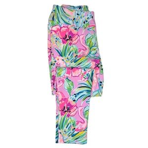 Lilly Pulitzer Luxletic Corso Pants Lavender Multicolored Flamingo Print Size 6